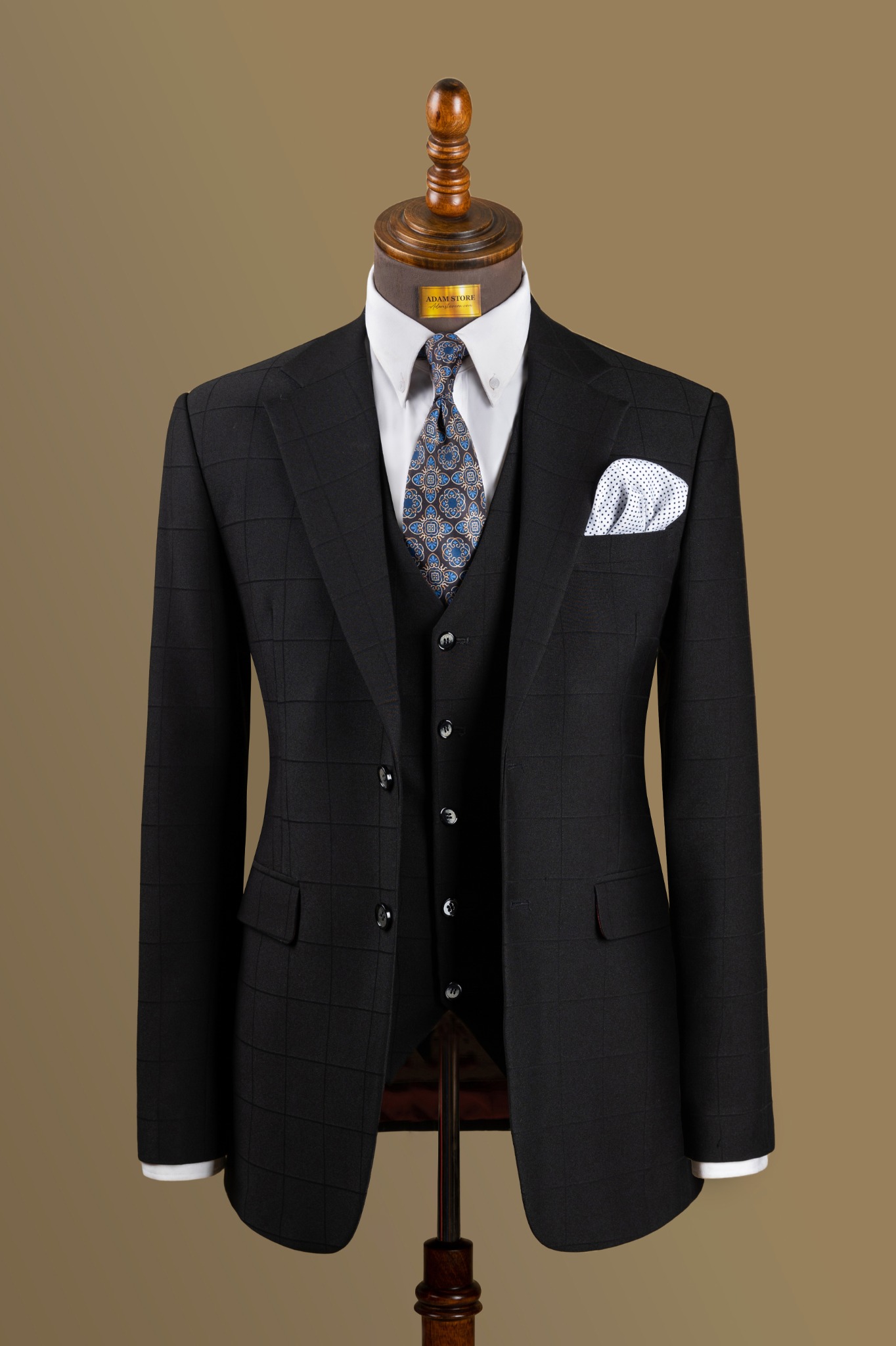 Áo Vest Đen Kẻ Ô Chìm Adam Store - Av252