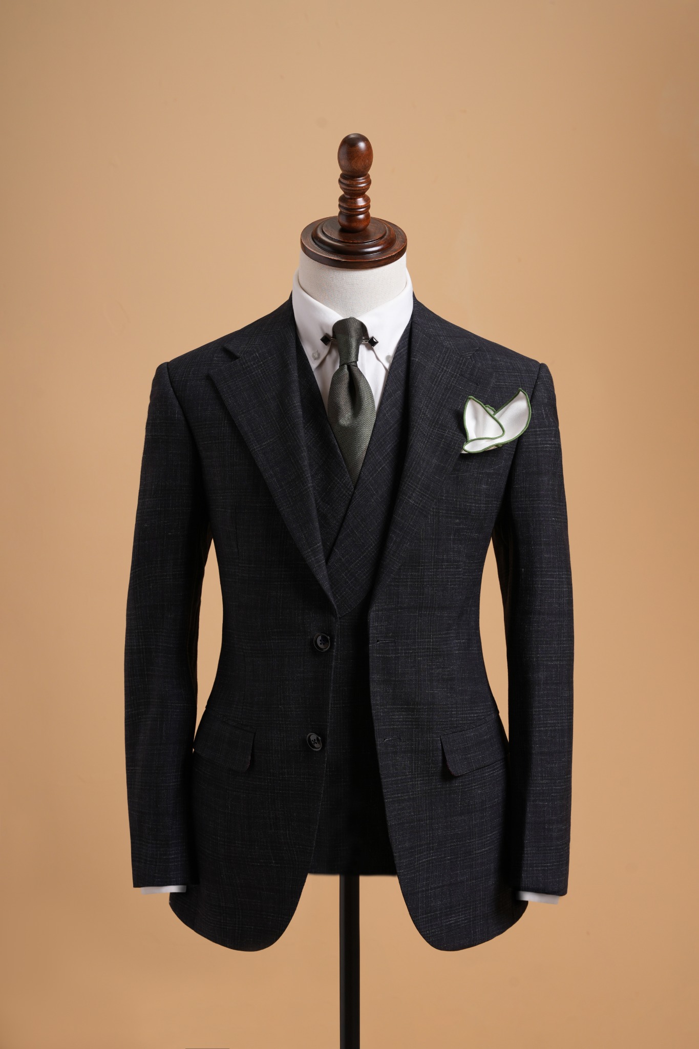 Áo vest ghi kẻ xước cổ ve khuyết 1 hàng khuy Adam Store - AV356