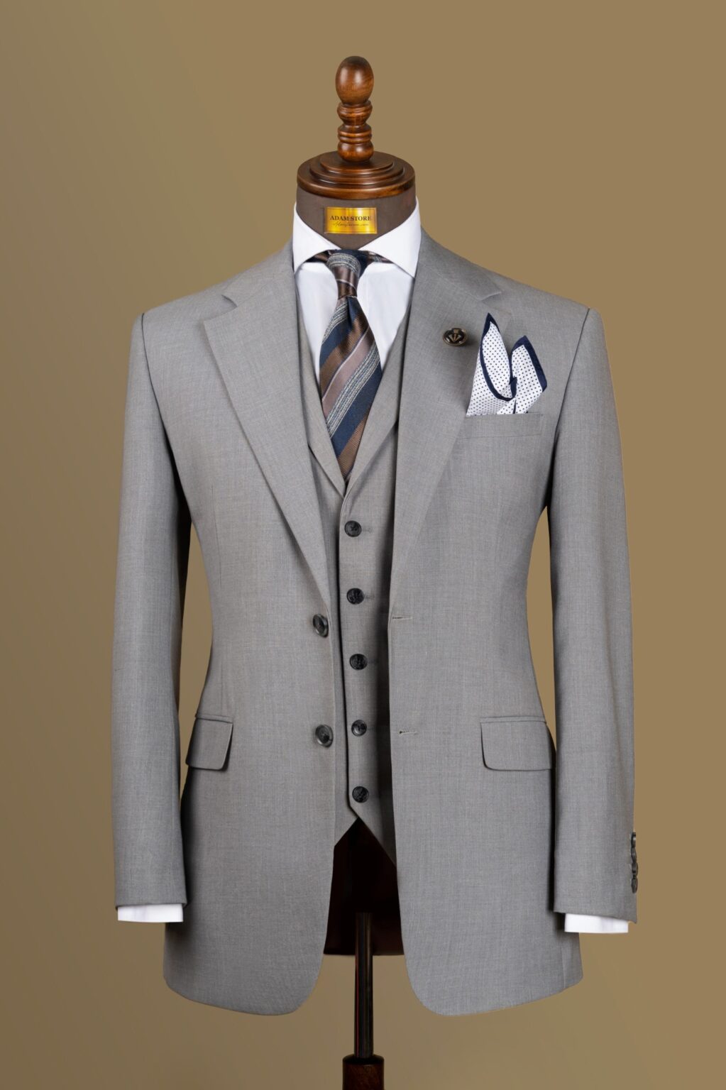 Áo Vest Ghi Sáng cổ ve khuyết 1 hàng khuy Adam Store - Av276