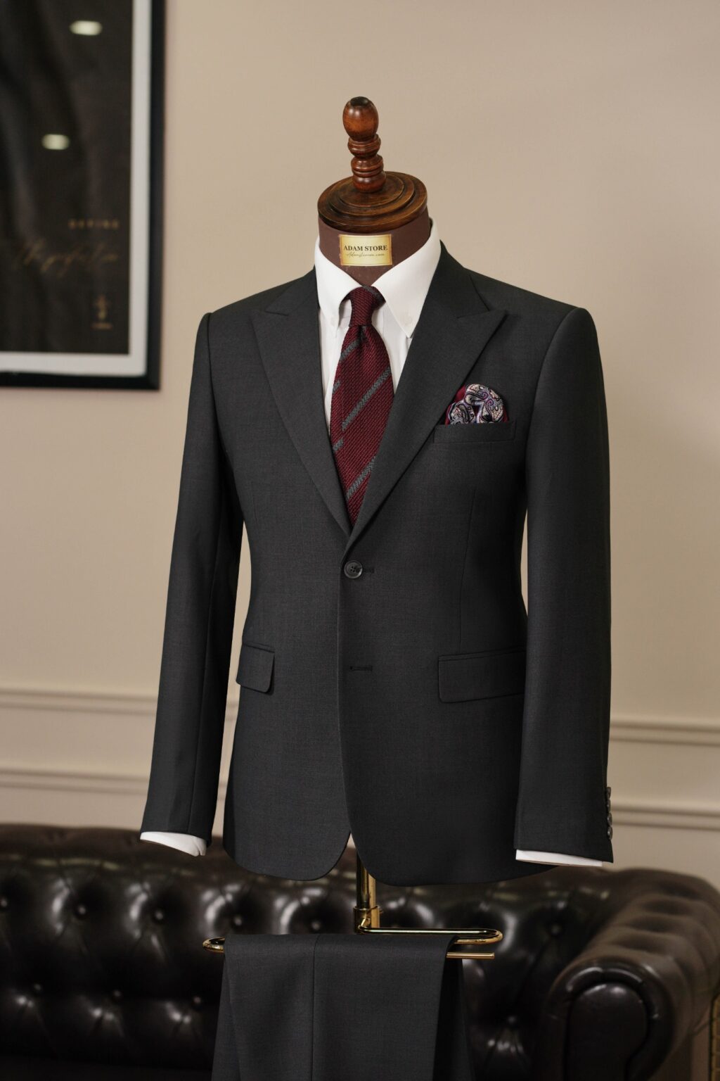 Áo Vest Ghi Tối cổ ve nhọn 1 hàng khuy Adam Store - Av275