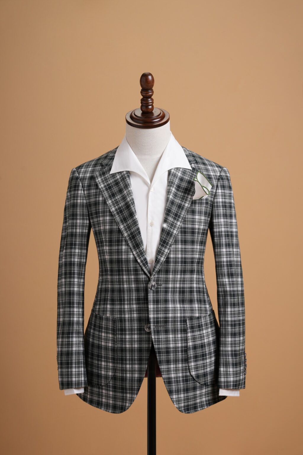 Áo vest kẻ xanh rêu cổ ve khuyết 1 hàng khuy Adam Store - AV354