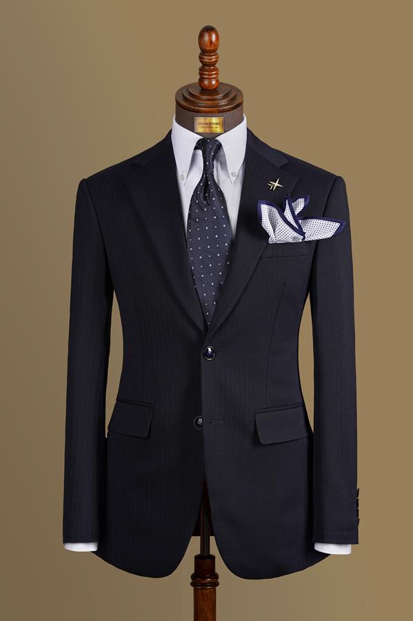 Áo Vest Xanh Họa Tiết Herringbone cổ ve khuyết 1 hàng khuy Adam Store - Av331