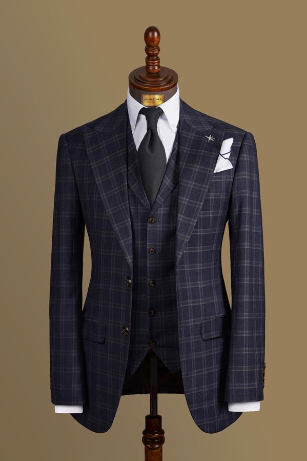 Áo Vest Xanh Kẻ Ô cổ ve nhọn 1 hàng khuy Adam Store - Av298