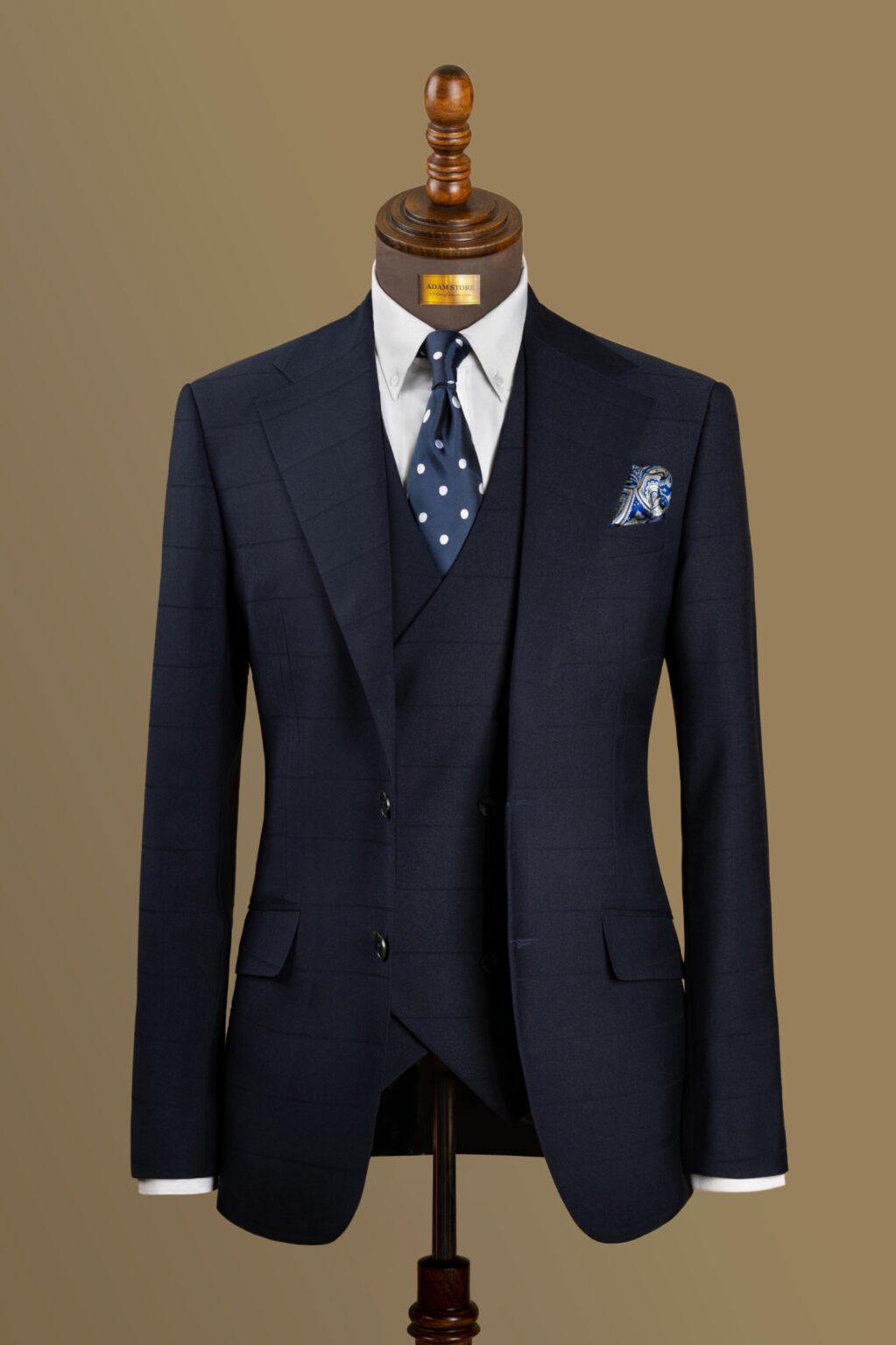 Áo Vest Xanh Kẻ Vuông cổ ve khuyết 1 hàng khuy Adam Sore - Av284