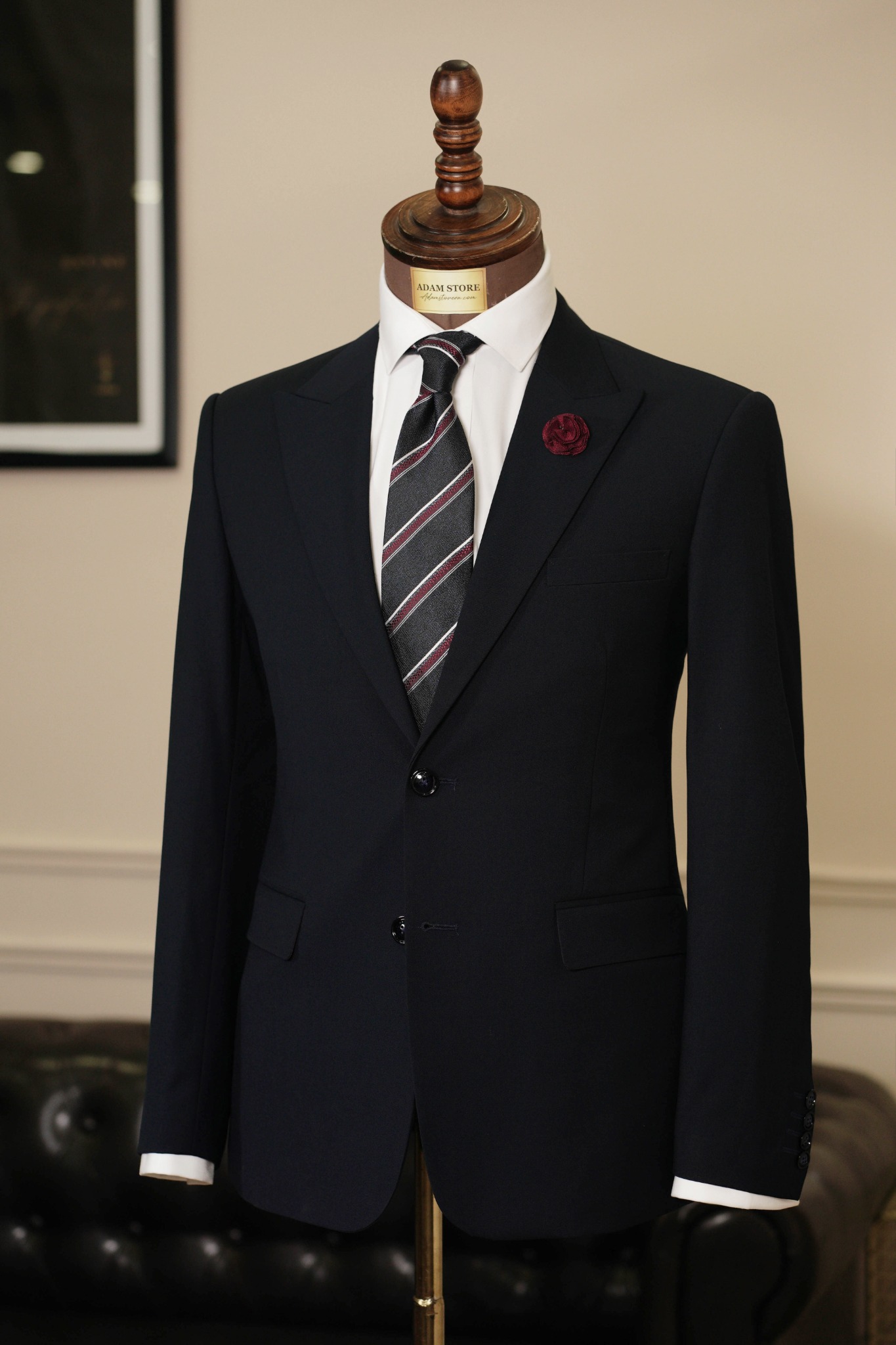 Áo Vest Xanh Tím Than Dark Blue cổ ve nhọn 1 hàng khuy Adam Store - Av277