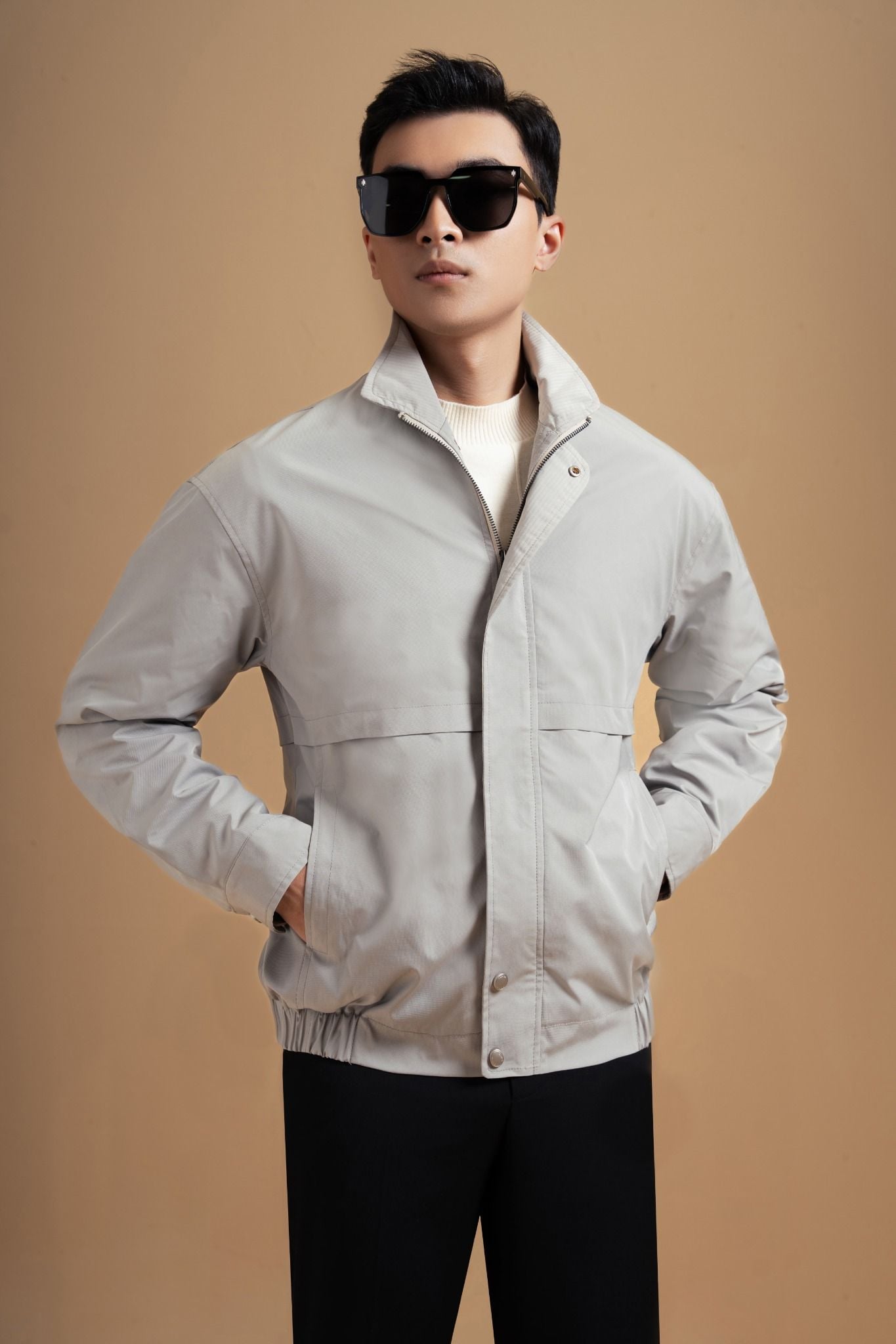 Áo Khoác Ghi Bo Viền ADAM STORE – AK055