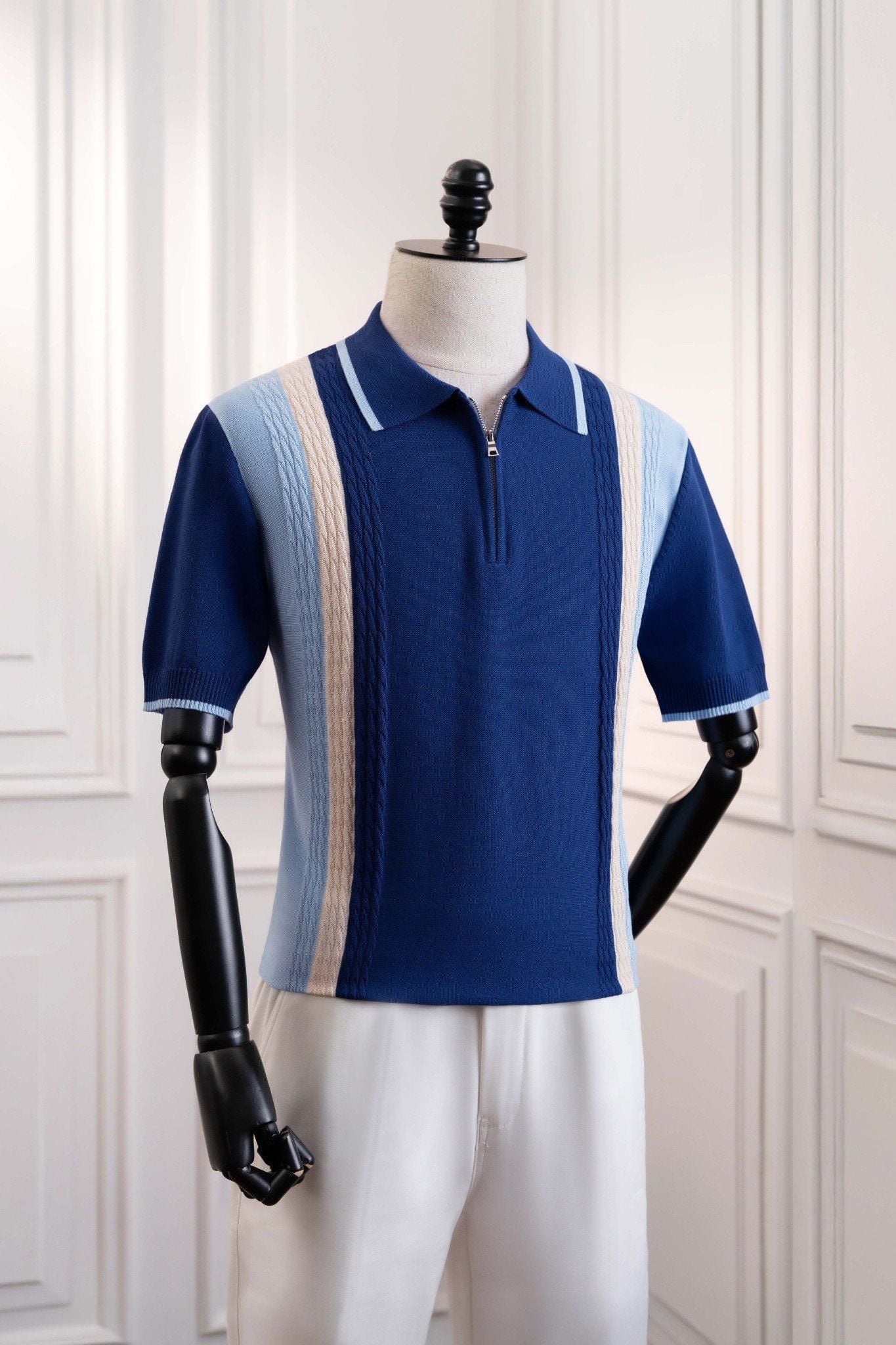 Áo mongtoghi ngắn tay xanh cổ khóa ADAM STORE – AP210