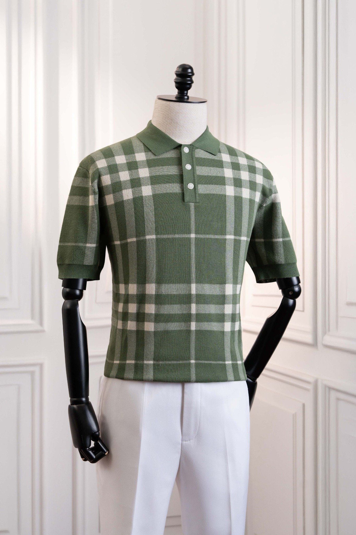 Áo mongtoghi ngắn tay xanh lá họa tiết kẻ ô ADAM STORE – AP190XL