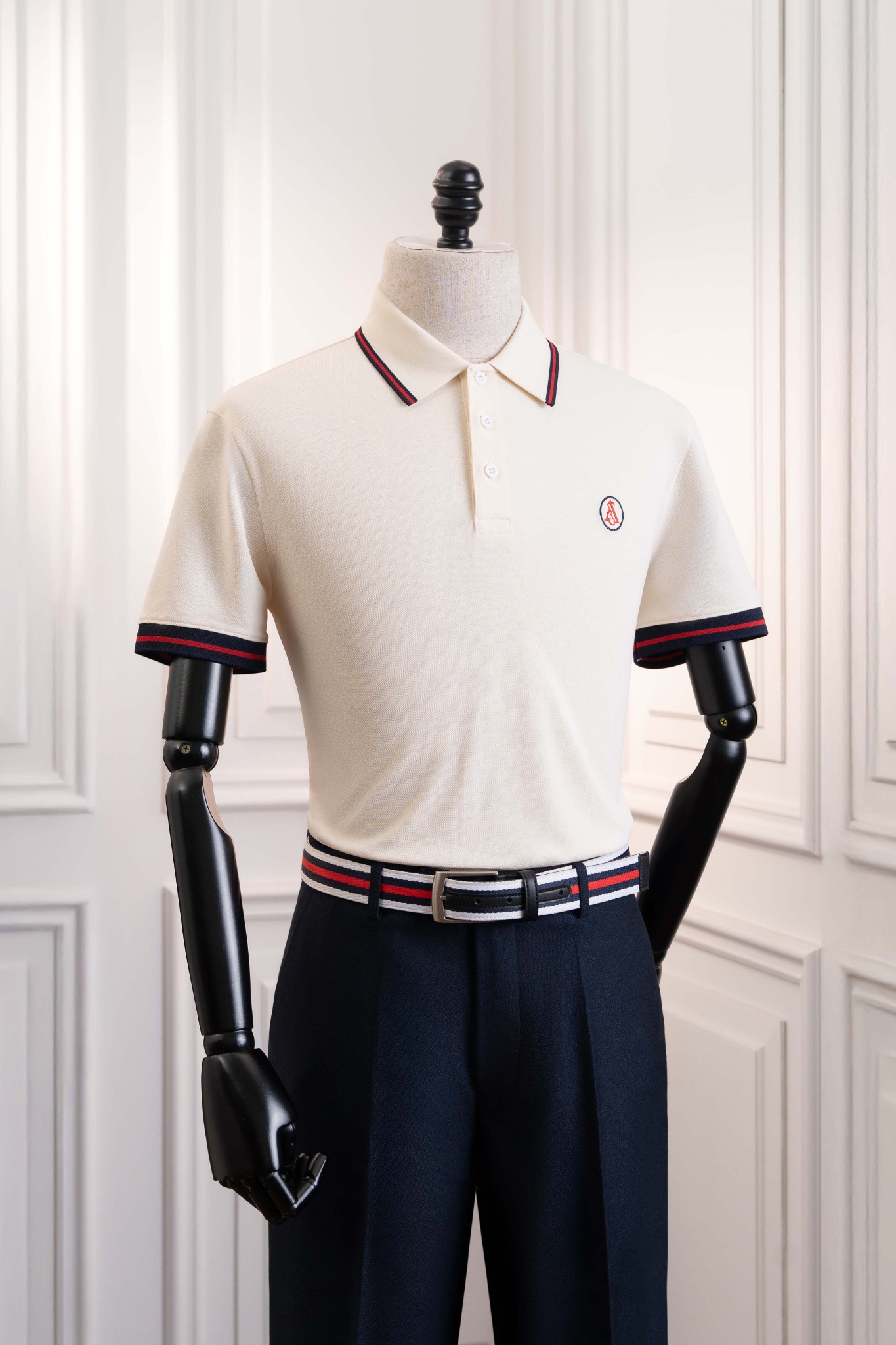 Áo polo ngắn tay be viền đen cổ Adam Store – AP251