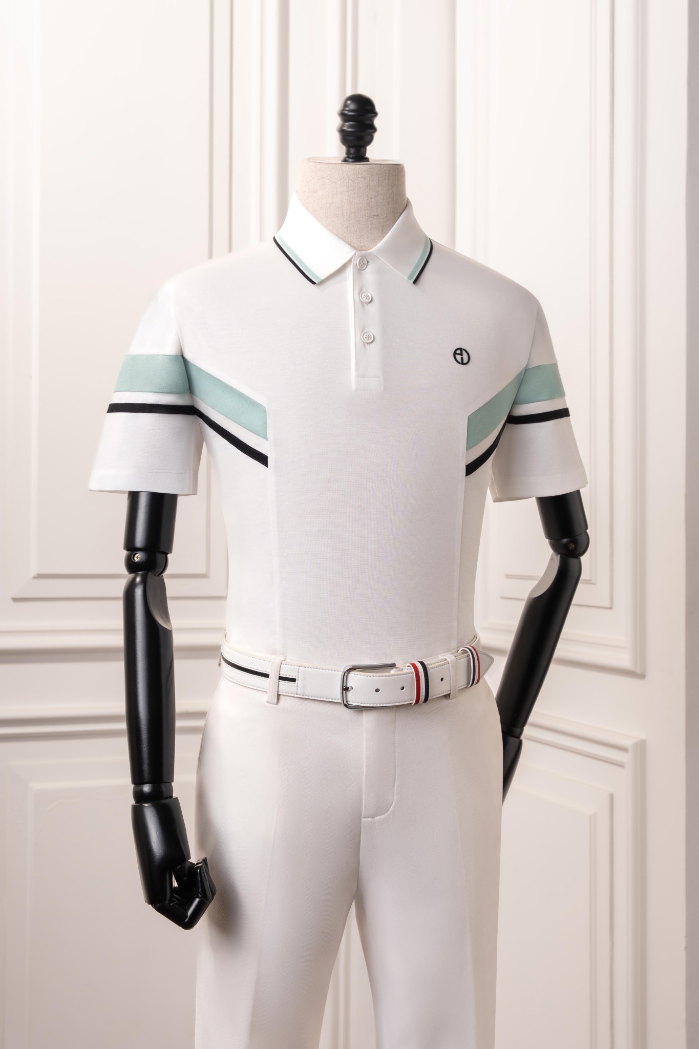 Áo polo trắng xanh AP278 (48-56)