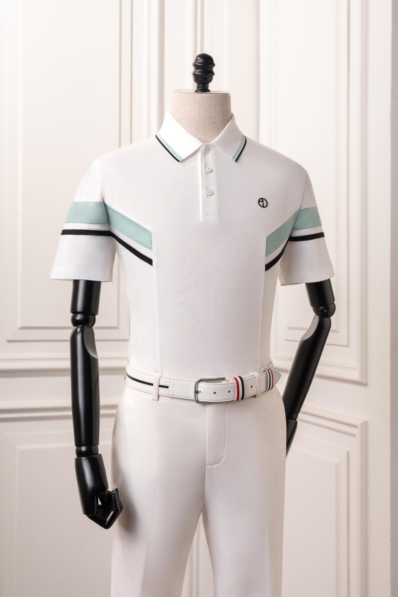 Áo polo trắng xanh AP278 (48-56)