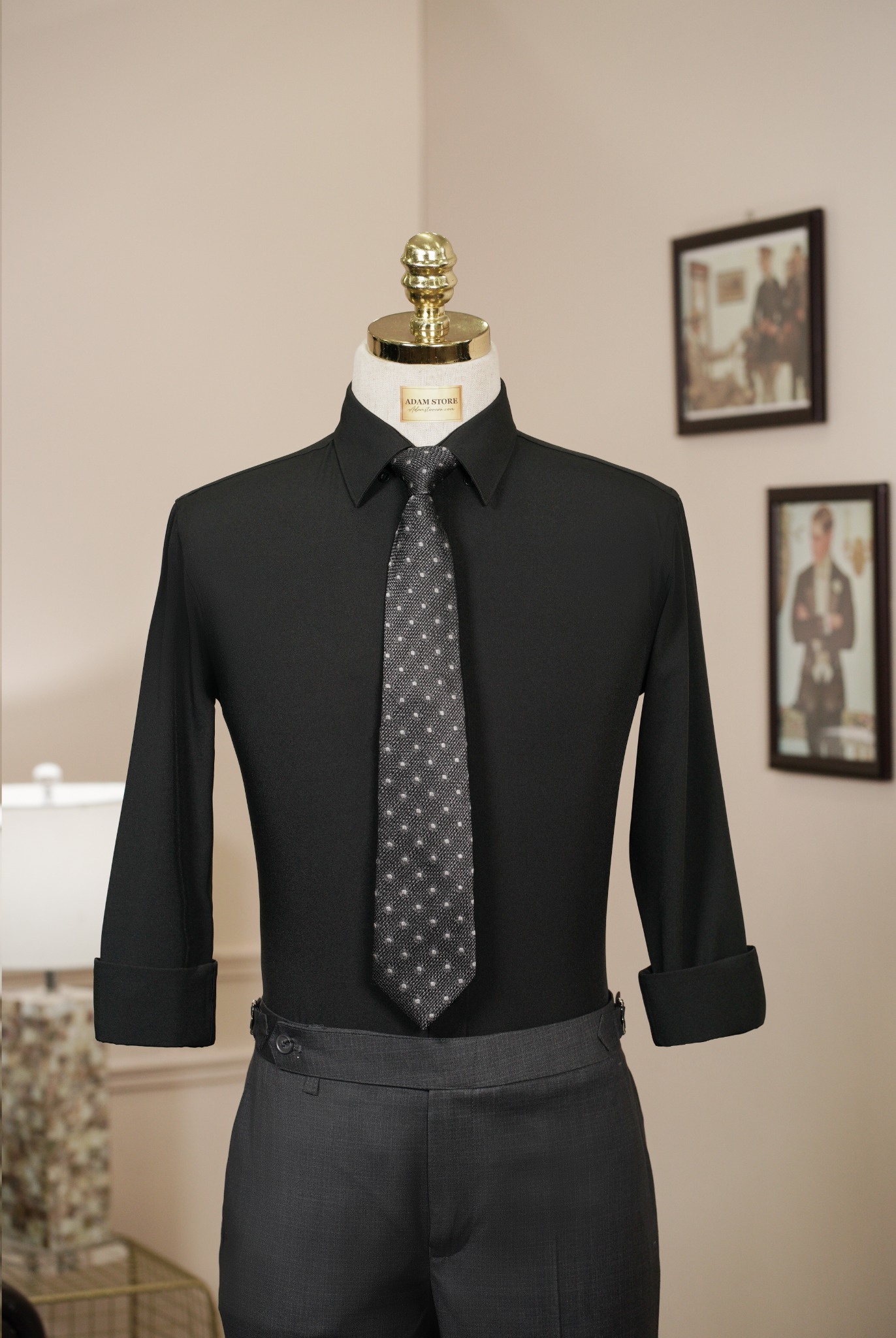 Áo Sơ Mi Dài Tay Màu Đen Trơn Adam Store – SMD