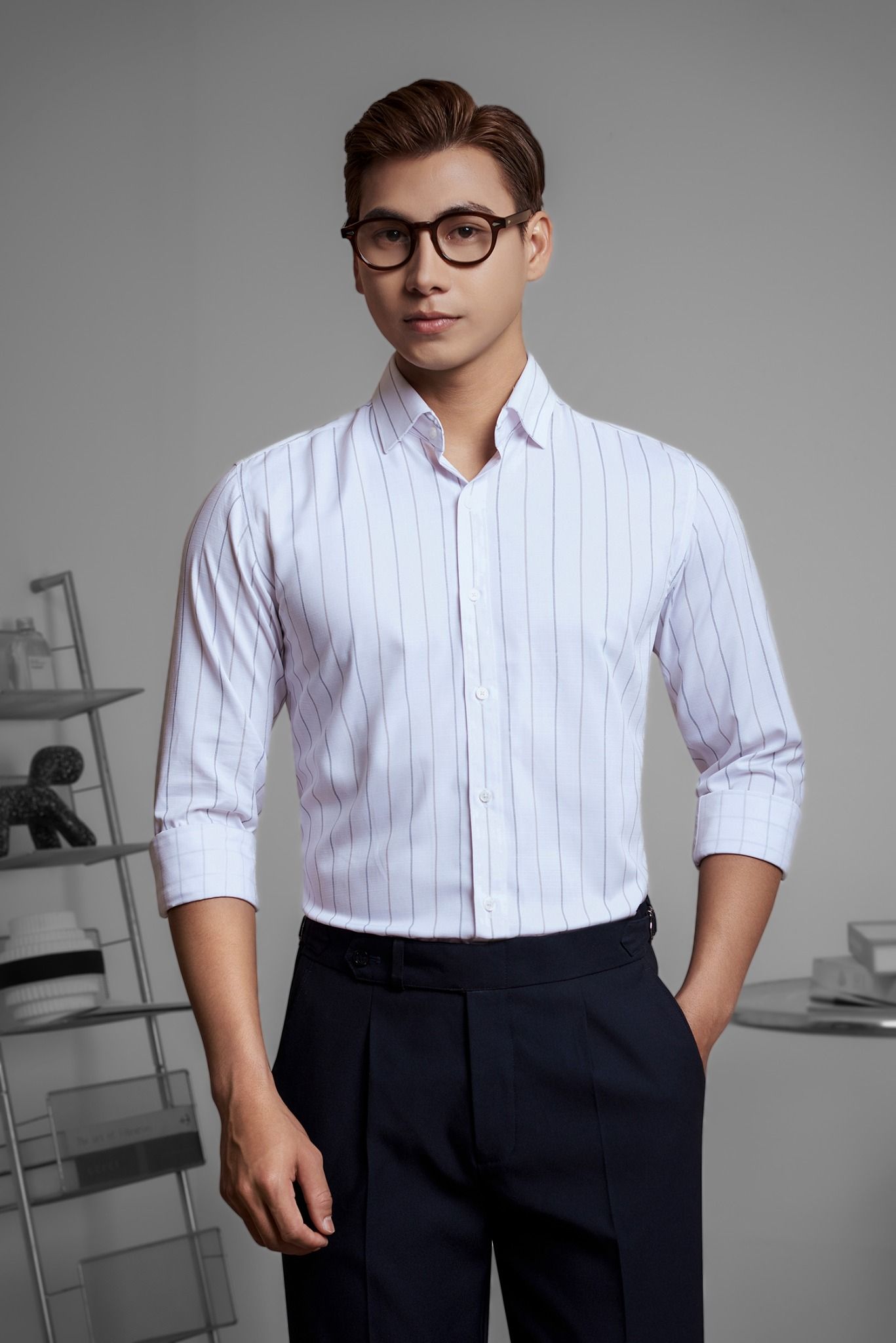 Áo Sơ Mi Dài Tay Màu Trắng Kẻ Sọc Adam Store – Sdttk0040