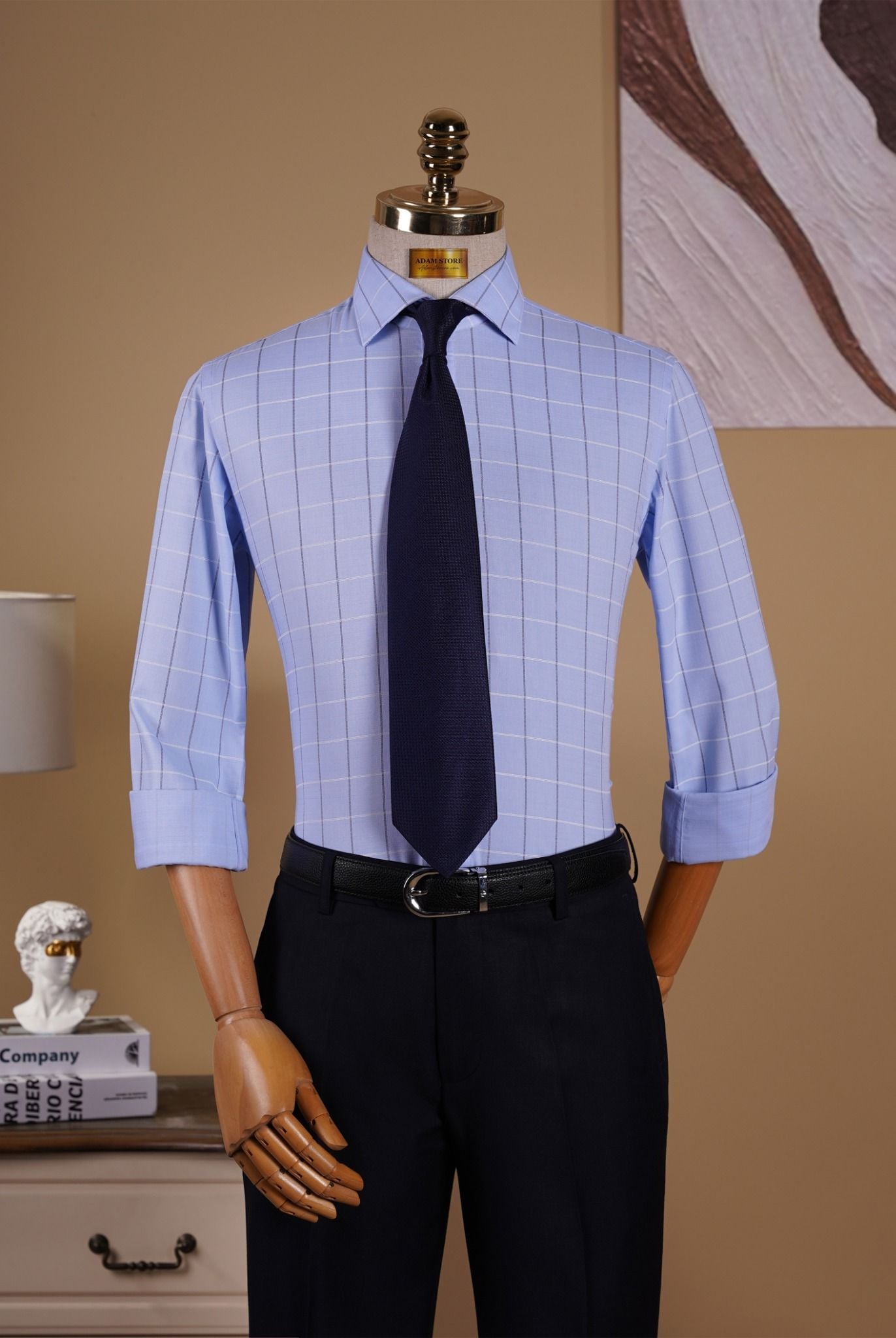 Áo Sơ Mi Dài Tay Màu Xanh Kẻ The Tuxedo – TXTK03