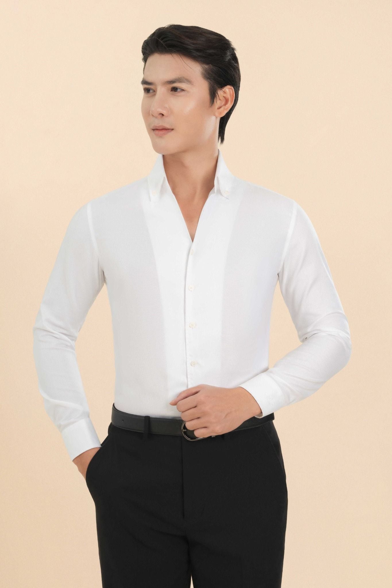 Áo Sơ Mi Trắng Dài Tay Màu Trắng Gạo Cổ Dựng Adam Store – SDTTK0048