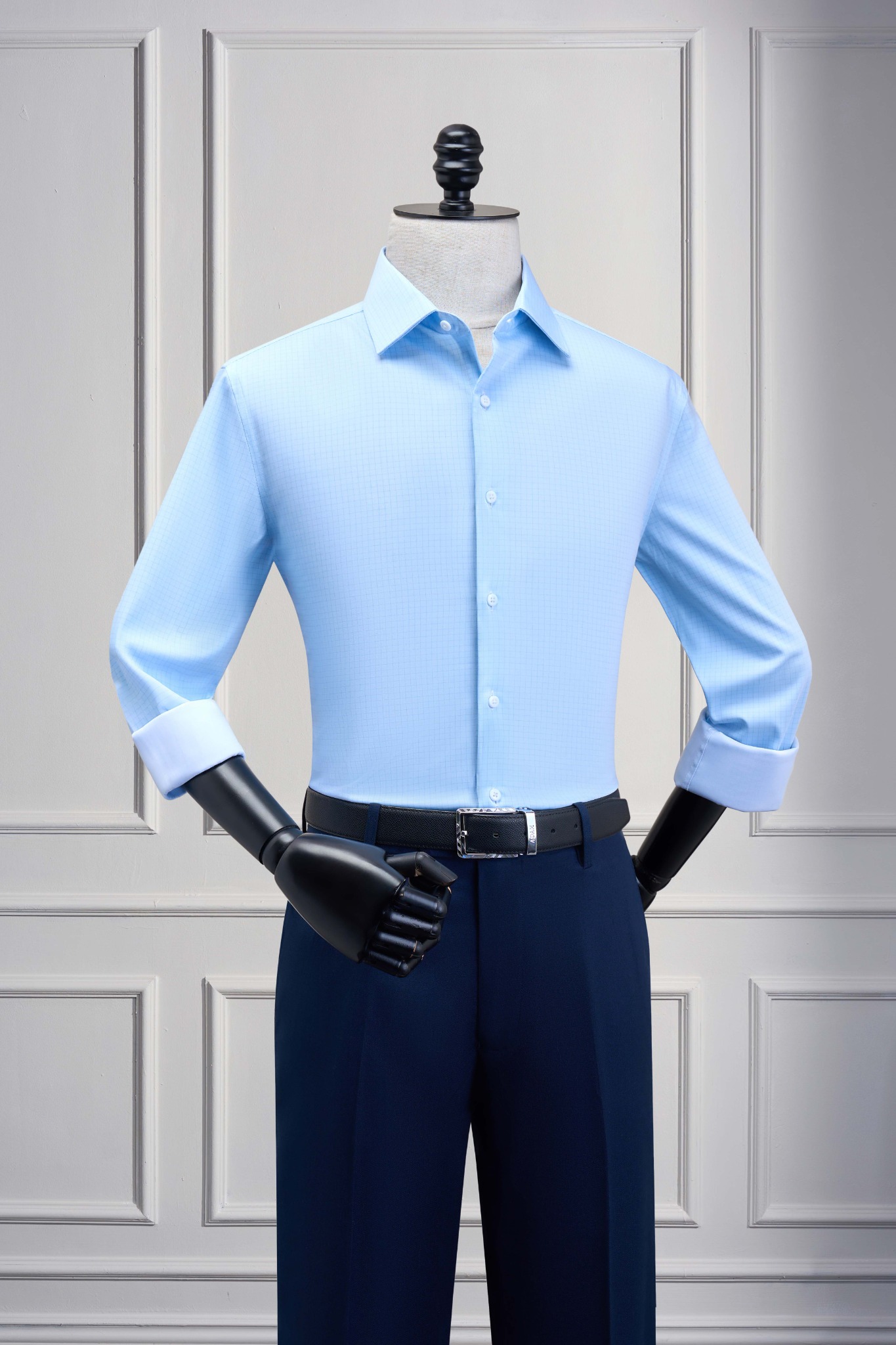 Áo sơ mi xanh kẻ SMC200X