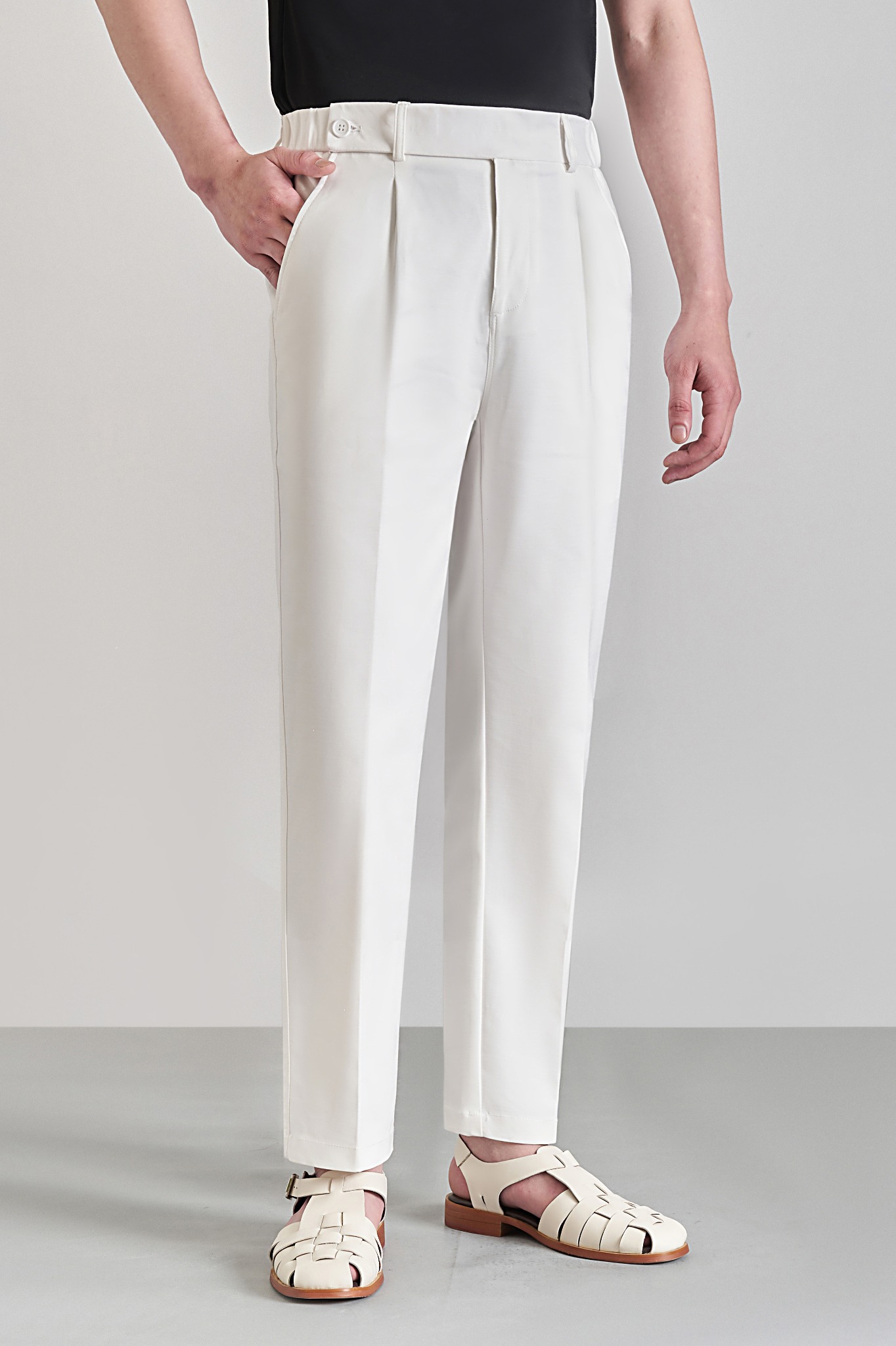 Quần kaki trắng trơn cạp chun Adam Store – QK003T