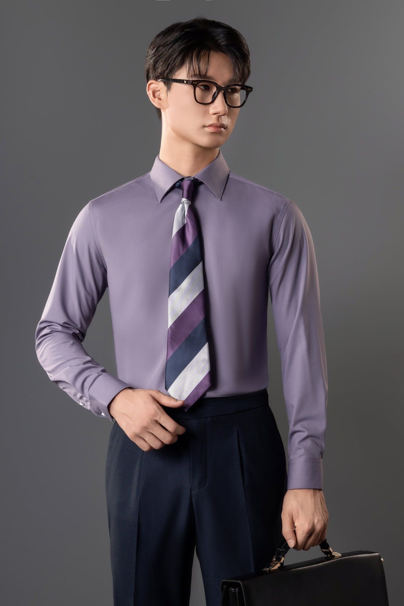 Sơ mi dài tay tím trơn Adam Store – SMC161TIM